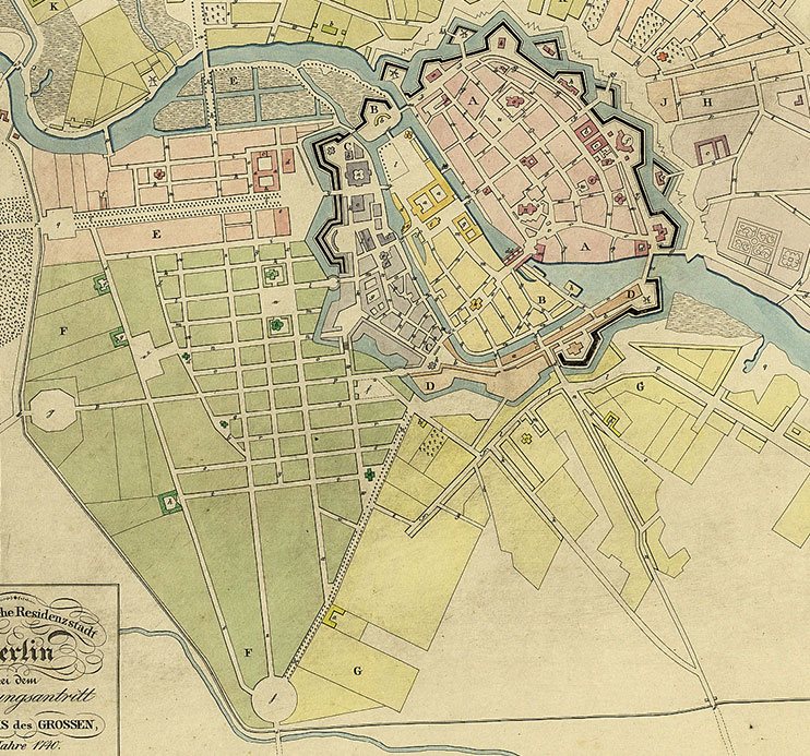 Historischer Atlas Berlin 1740 mit Friedrichstadt und Dorotheenstadt